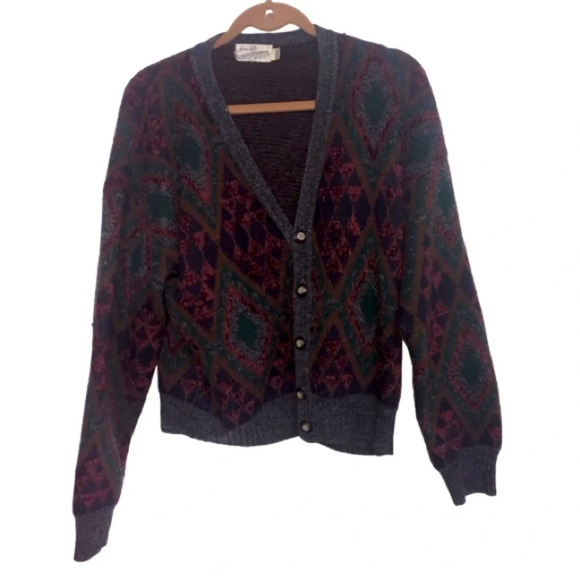 Sears Roebuck Sweaters - Sears Roebuck Vintage Grandpa Sweater  Cardigan M Button Front Knit Wool